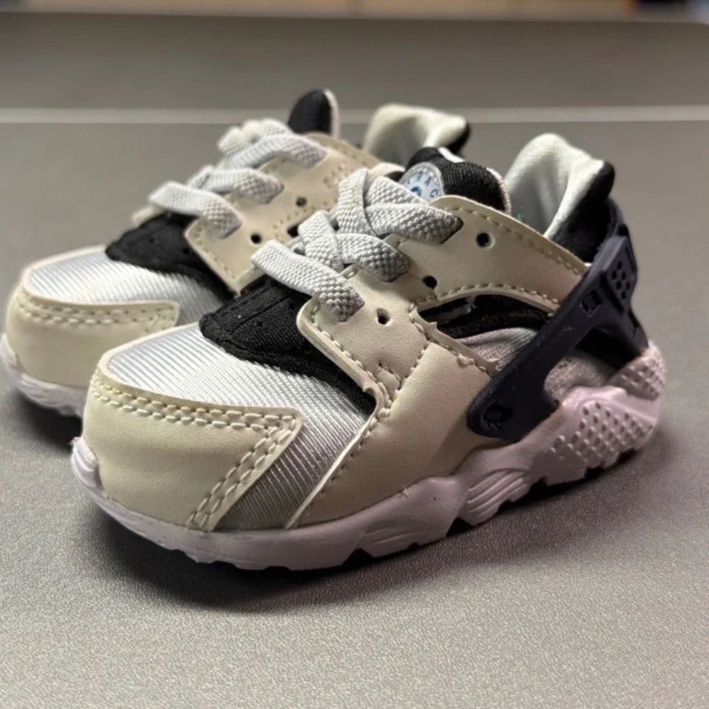 Nike Huarache Run Infant Toddler Shoes Size 3C White Black Gray Sneakers Baby